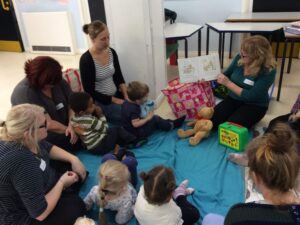Storytime in Peep group with young children
