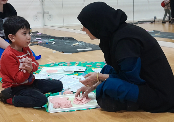 Mum and child interacting at Peep group